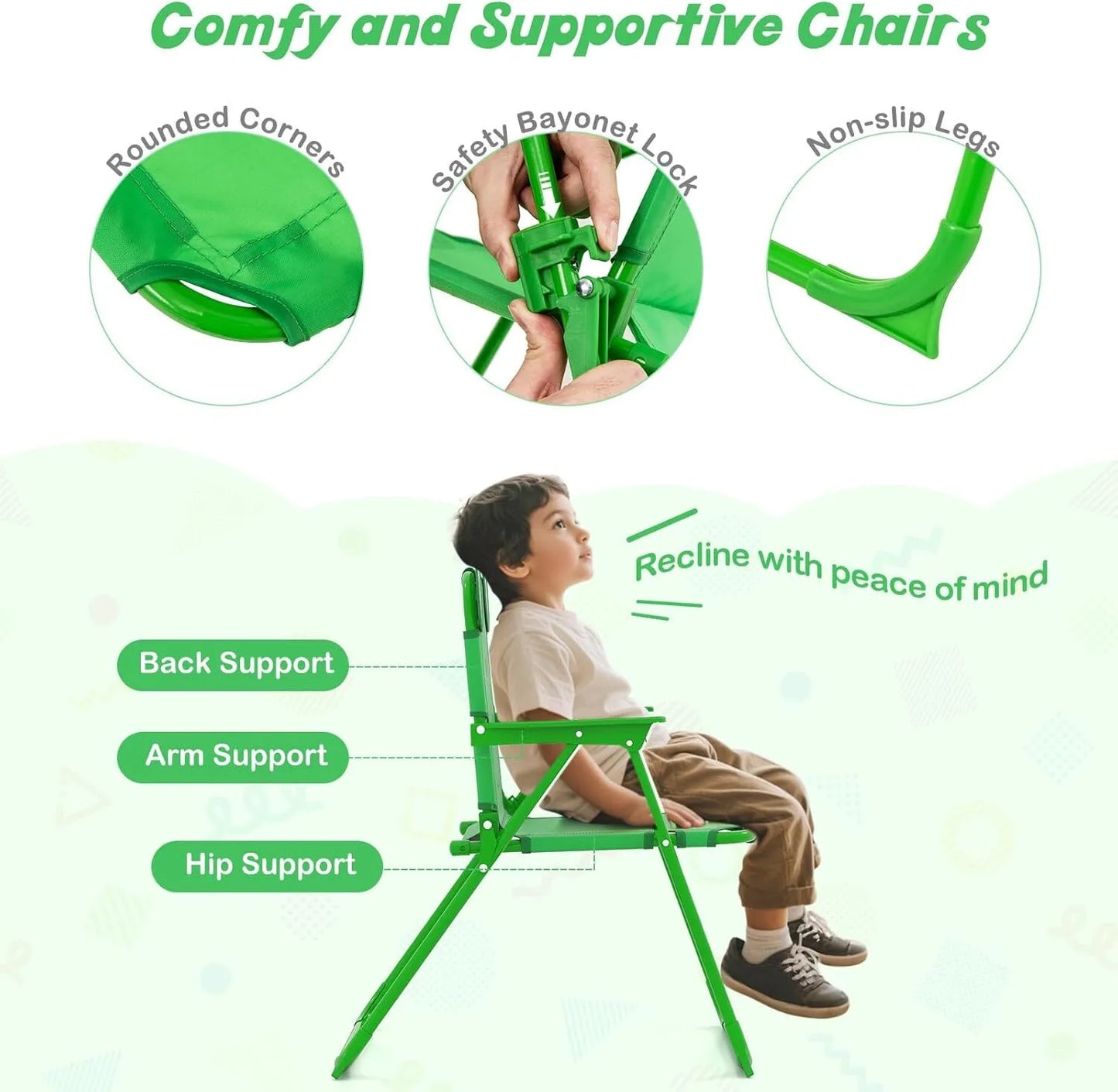 Animal Theme Toddler Outdoor Table and Chair Set, 2 Folding Chairs and Removable Umbrella