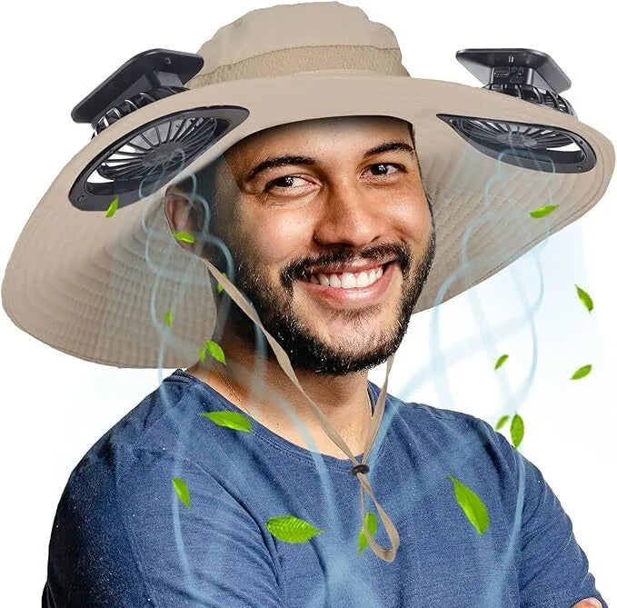 Wide-Brimmed Solar Fan Cap