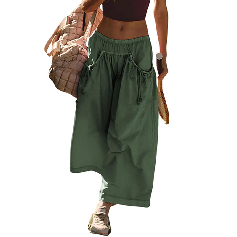 🌞Casual Cropped Wide-Leg Beach Pants