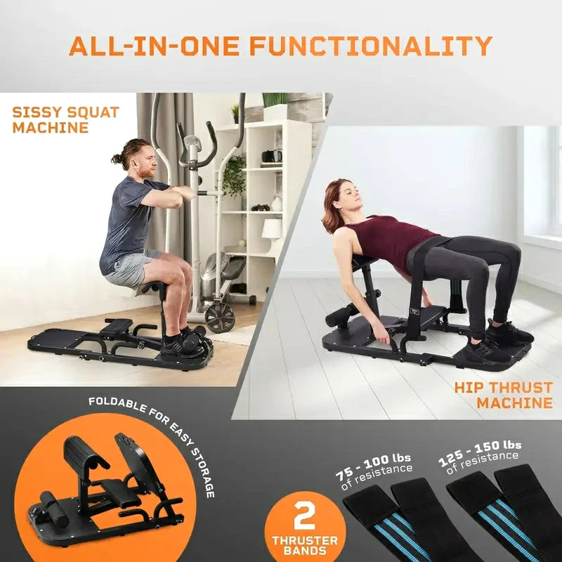 A home for hip thrust and squat machines - a multi-functional gluteal muscle builder