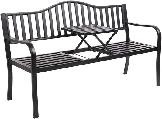 Pull-Out Table Metal Garden Bench