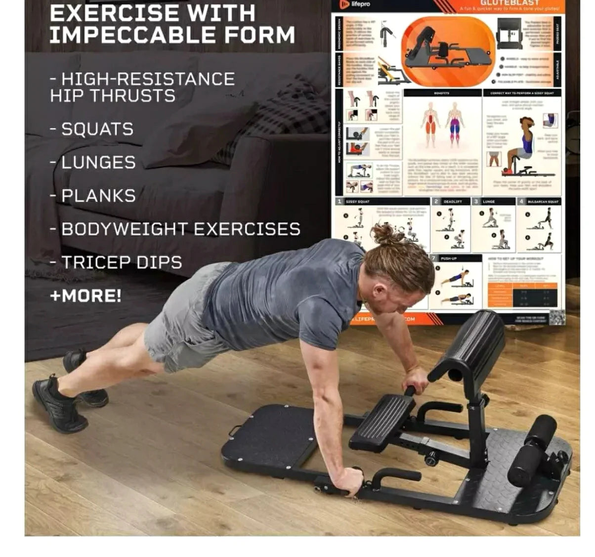 A home for hip thrust and squat machines - a multi-functional gluteal muscle builder