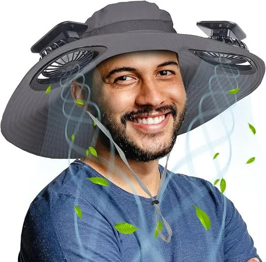 Wide-Brimmed Solar Fan Cap